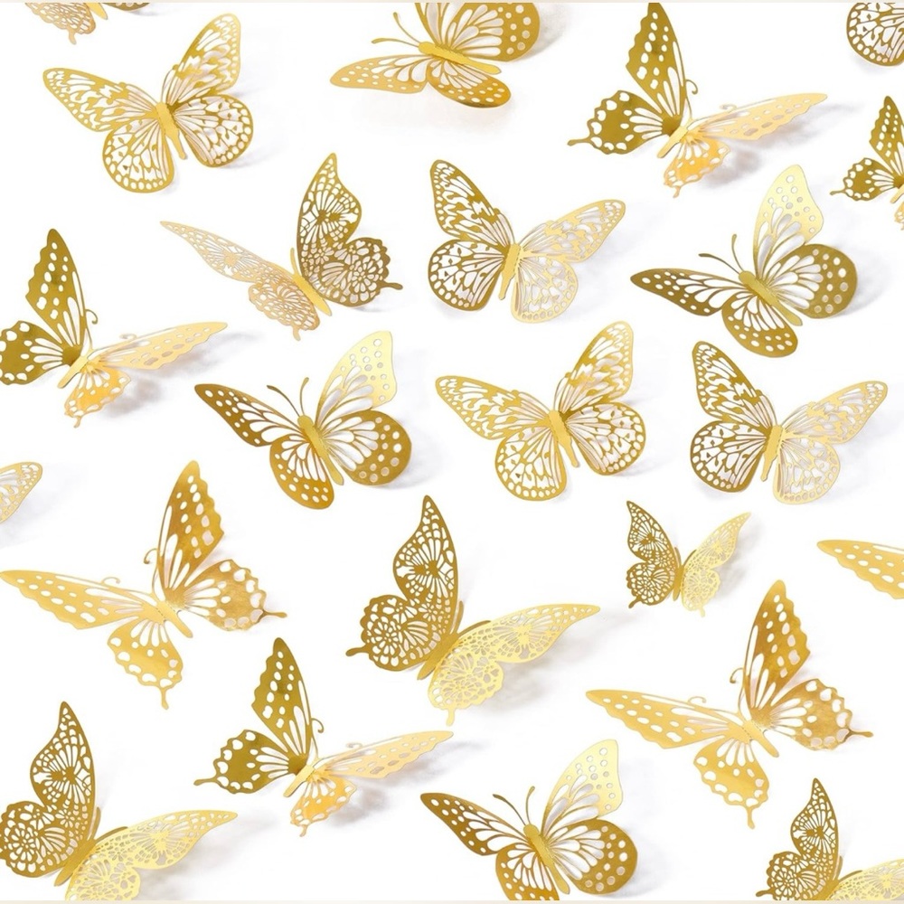 3D Butterfly Gold Wall Decor